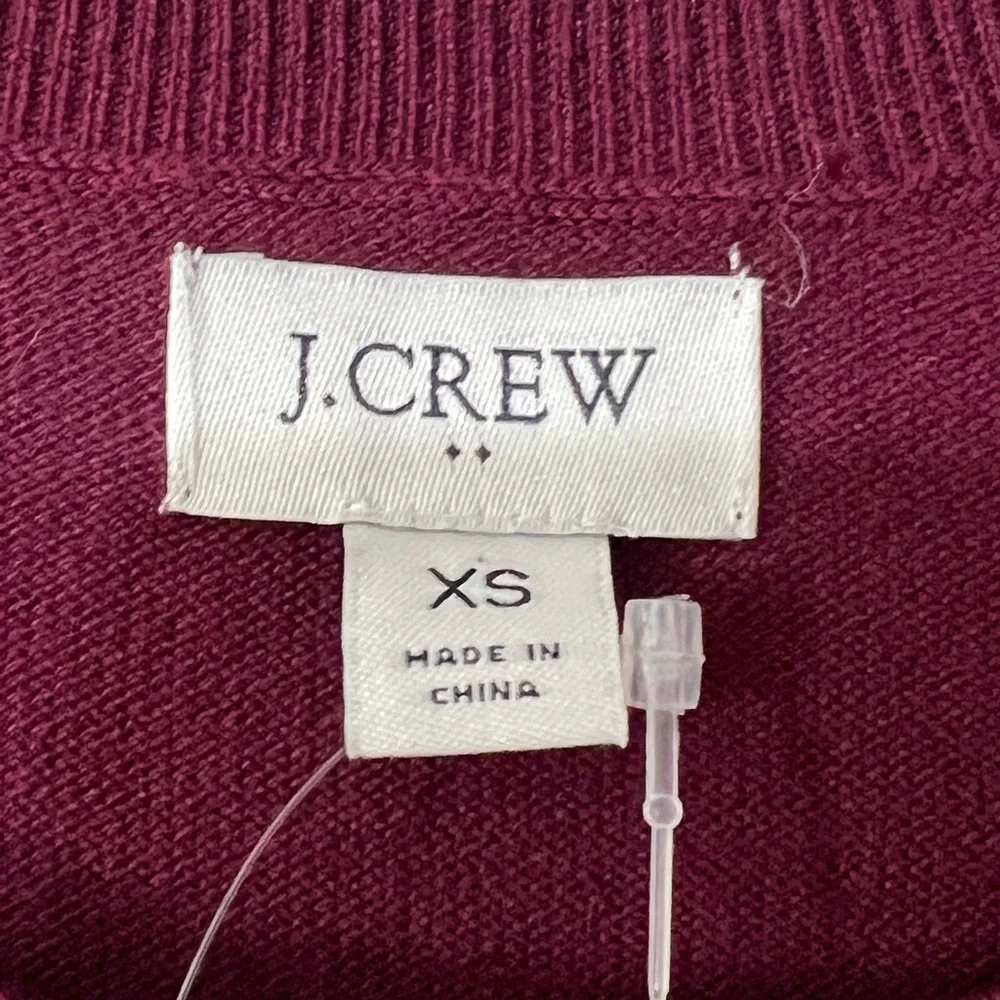 J. Crew Rhinestone Ruffle Sweater Burgundy
